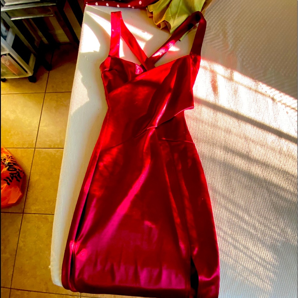 Burgundy Red Dress with slit